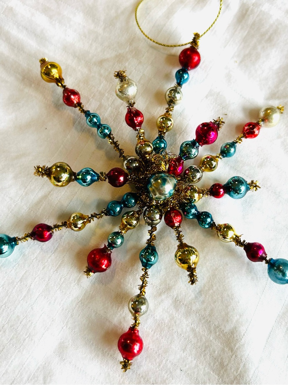 Vintage repurposed mercury glass holiday star burst Christmas Ornament